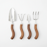 Ergonomisches Gartengeräte-Set (5-teilig) — Edelstahl & Hartholz