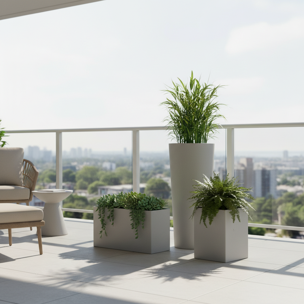 Moderne Pflanzgefäße Set (3-teilig) — Wetterfest für Balkon & Terrasse